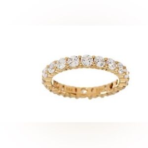 QVC Dominique eternity band 14k yellow gold clad, CZ diamond ring Sz 11 w/box